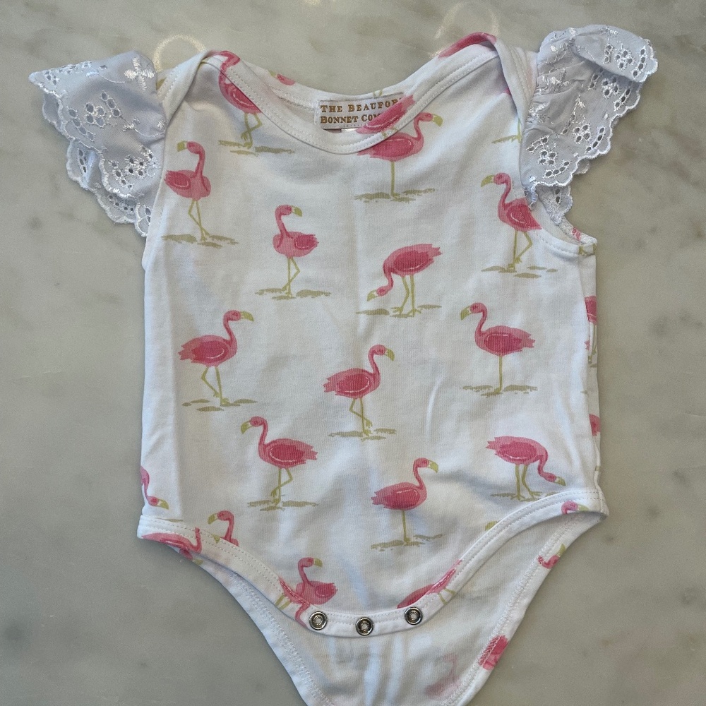 The Beaufort Bonnet Company eyelet onesie 0/6 mo. EUC